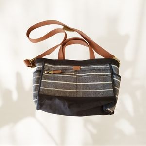 Fossil Striped Fabric Storage Tote Bag Purse